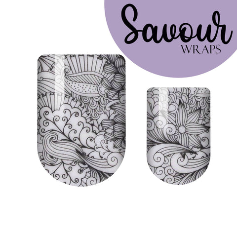 Graphite Doodles Savour Nail Wrap