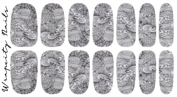 Graphite Doodles Savour Nail Wrap