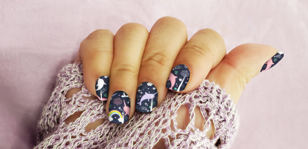 Narwhals in Narnia Luxury Nail Wrap