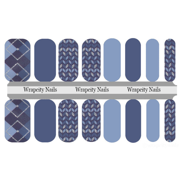 Azure Argyle Nail Wrap
