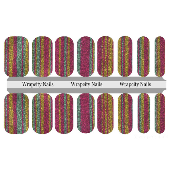 Candy Striped Glitz Nail Wrap