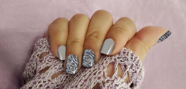 Charcoal Roses Luxury Nail Wrap