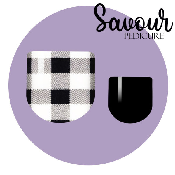 Gingham & Black Savour Pedi Nail Wrap