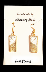 Gold Streak Nail Wrap Earrings