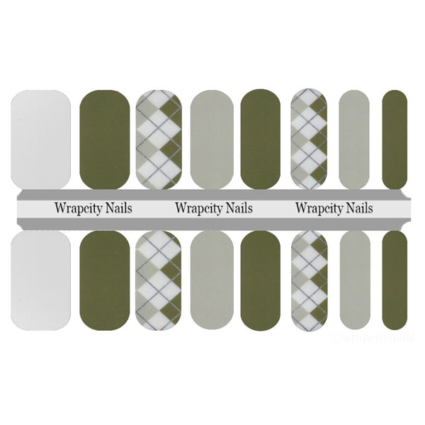 Olive Argyle Nail Wrap