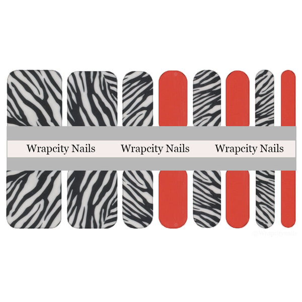 Painted Zebra Pedi Nail Wrap