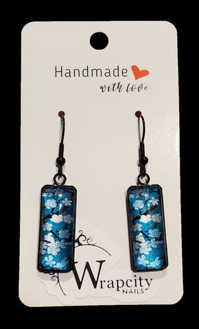 Silk Sakura Nail Wrap Earrings